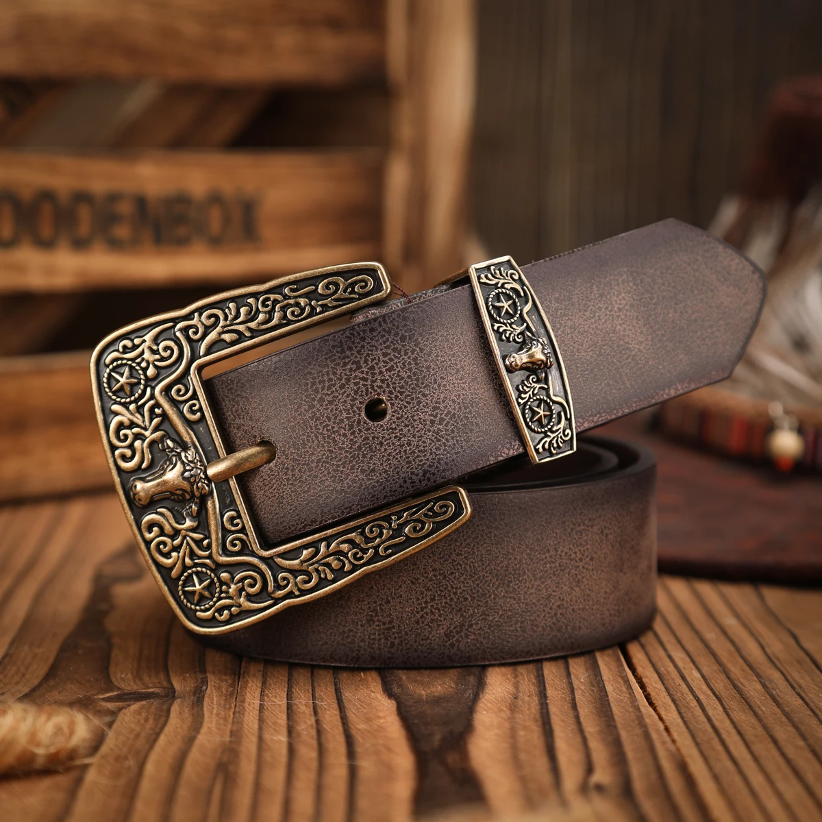 Ein lässiger, individueller und Retro-Gürtel, ein Kleidungsaccessoire im Western-Stil, Metallschnalle, PU-Gürtel, geeignet für Männer und Frauen – Detail 7