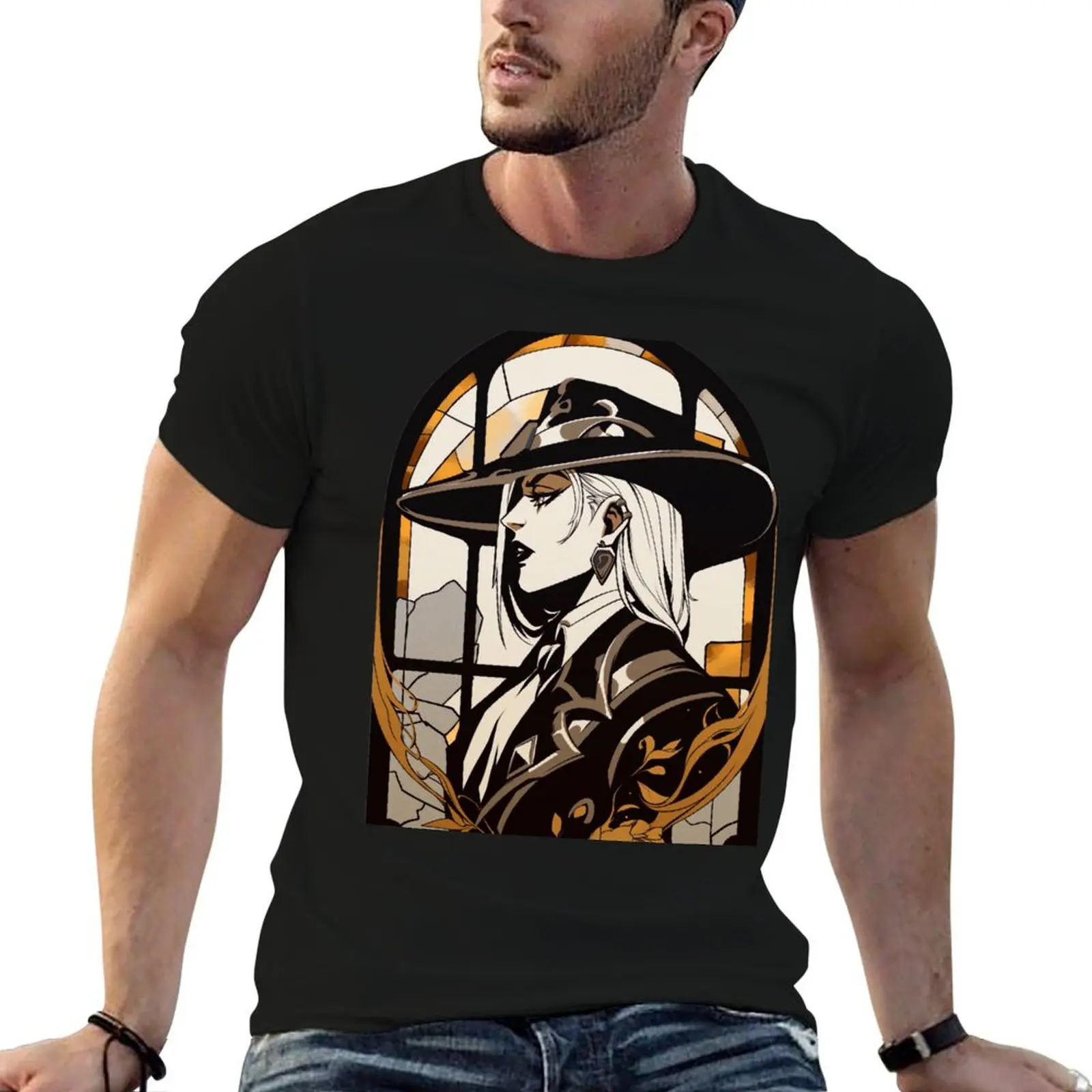

Stained Glass Deadlock T-Shirt t shirt personalised black cotton t-shirt plain for man package T-Shirt