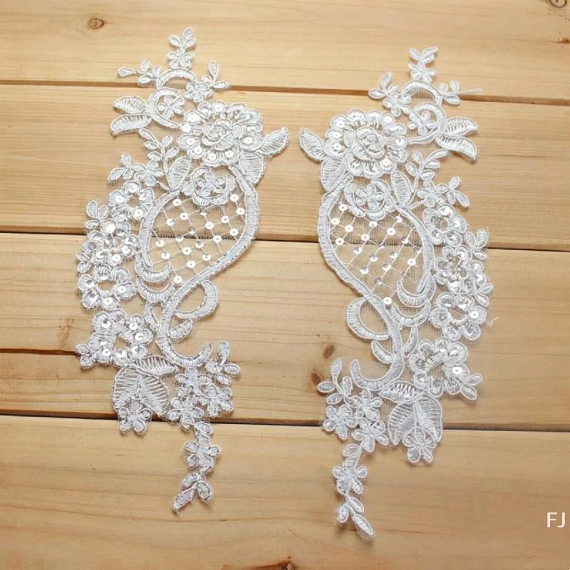 [YU]10Pcs Embroidery Flower Exquisite Trim Patches Lace Applique Sew On Patch Fabric Crafts Stickers Bag Gown Decoration