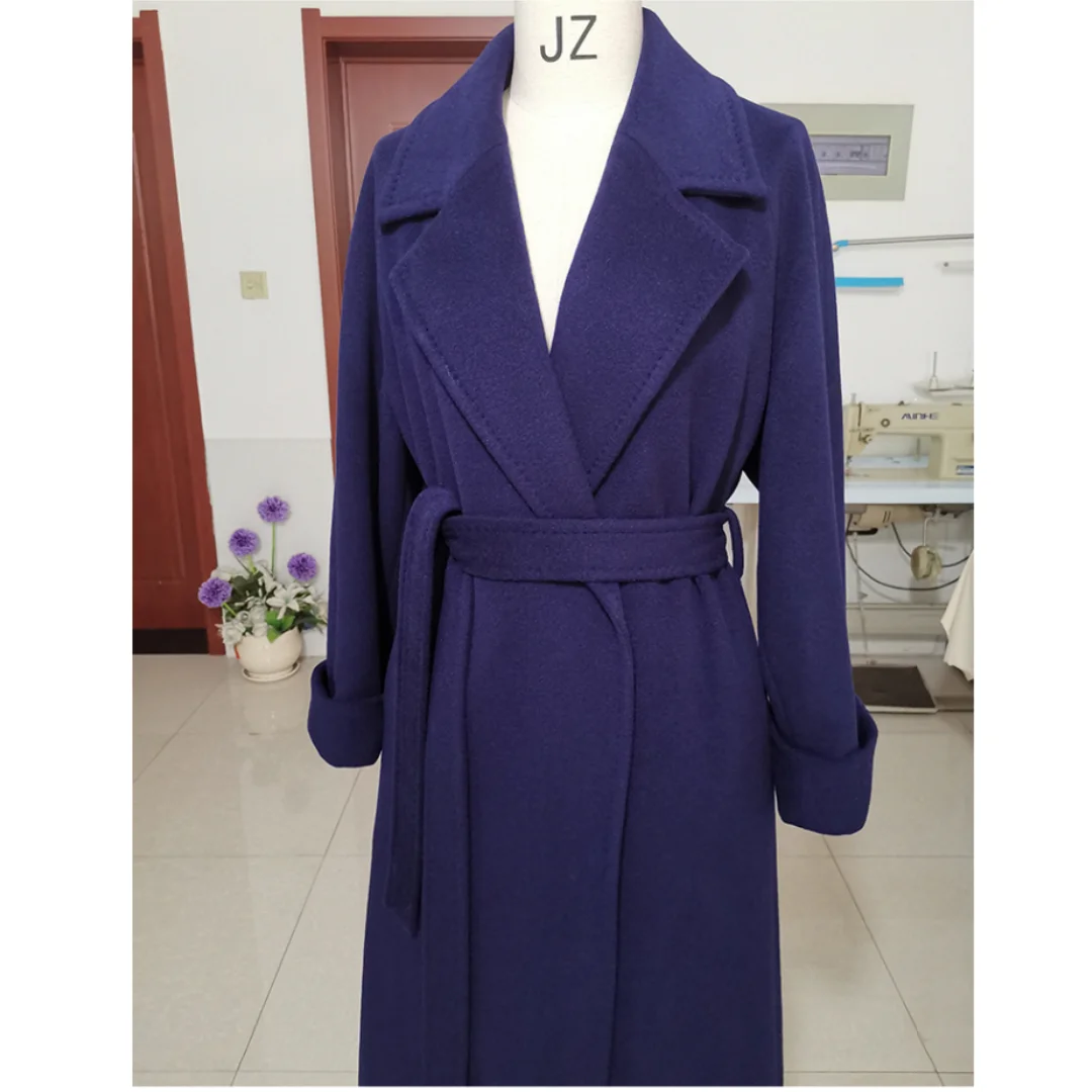 High-end White Cashmere Coat Female Autumn Winter Long Wool Coat Female Black Loose Coat Casual Fashion Navy Blue Coat Commuting