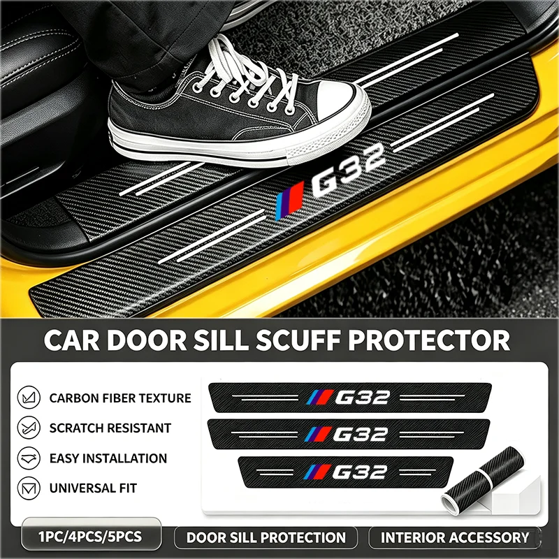 Carbon Fiber Stickers for BMW G32 Emblem Trunk Door Threshold Sill Styling Decals Entry Pedal Anti Scratch Dirty Durable Films