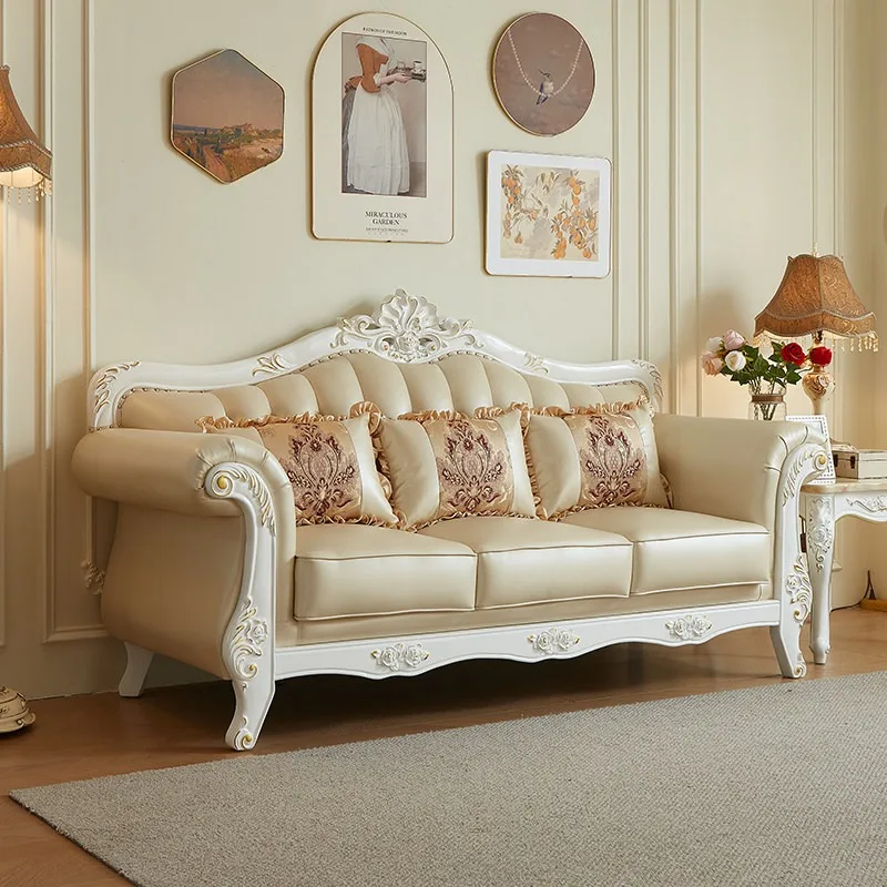 European leather sofa 123 combination small apartment first layer cowhide luxury high-end retro beauty salon three-person sofa