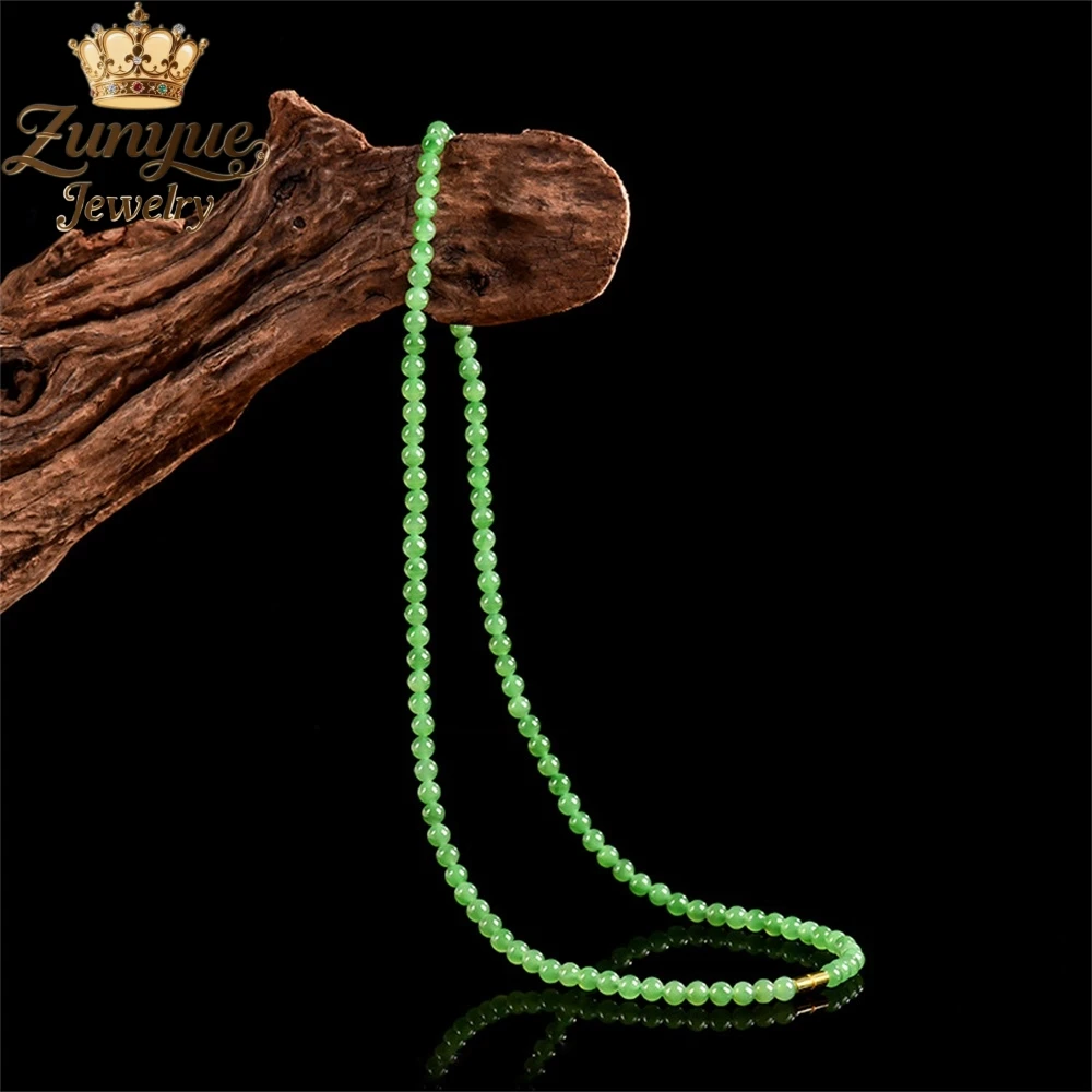 

Natural Spinach Green Old Material Hetian Jade Round Bead Necklace Luxury Quality Jewelry Fashion Jewelry Exquisite Charms Gift