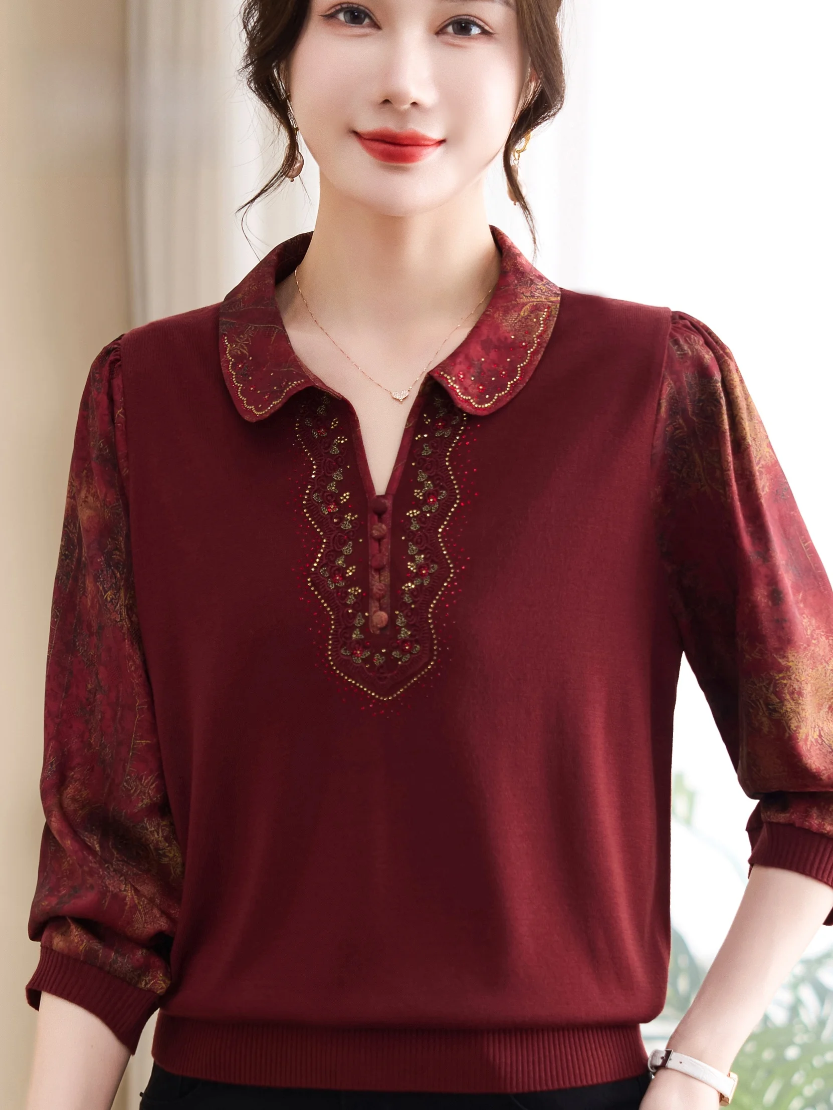 

Модная вязаная женская рубашка с стразами, свободного кроя, без рукавов, с воротником, дышащая, легкая, для повседневной носки