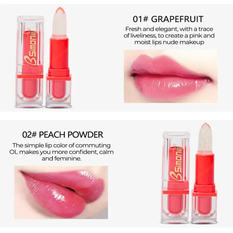 BSIMONE Rossetto Glitterato Balsamo Labbra Cambia Colore Trasparente Idratante Cristallo Gelatinoso Perlato Volumizzante Lucidalabbra Cosmetico