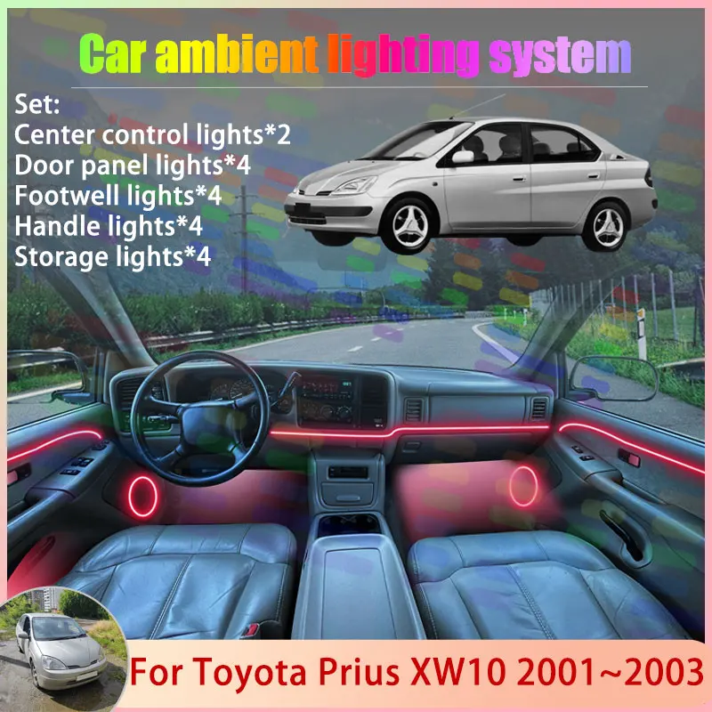 

For Toyota Prius XW10 MK1 1th 1rd 2001 2002 2003 2/18 in 1 Car Atmosphere Light Lamp RGB Shade Ensemble Streamer Atmosphere Set