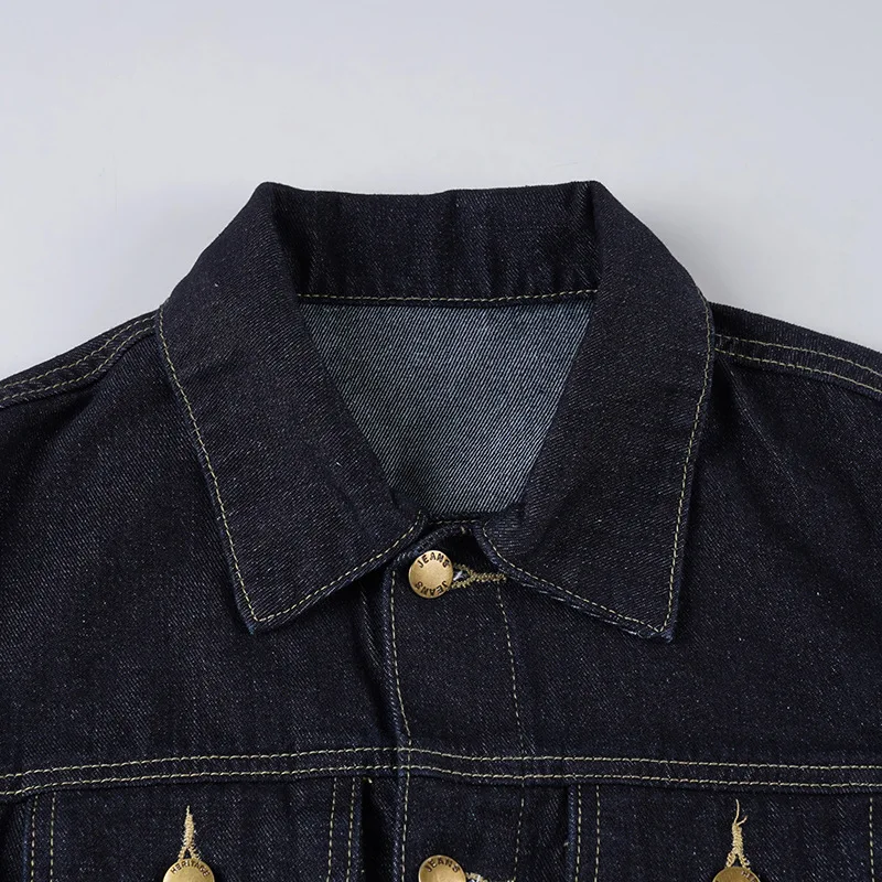 Amerikaanse Retro Gewassen Denim Jassen Vrouwen Herfst Nieuwe Single Breasted Slanke Taille Jean Jas Vrouwelijke Casual Tops