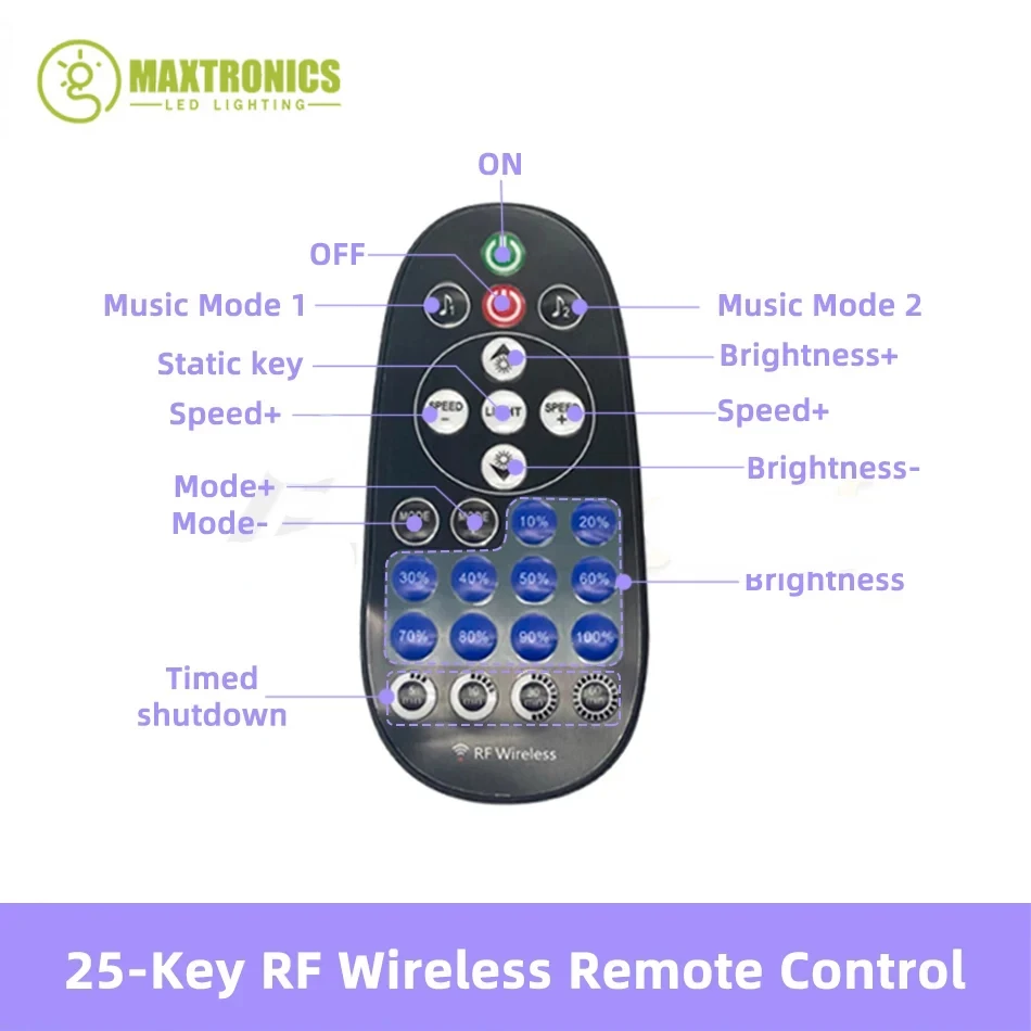 DC5-24V Smart LED Bluetooth Controller 30A Dimmer with RF 25-Key Wireless Remote for 5050 2835 Single Color LED Strip Light Tape