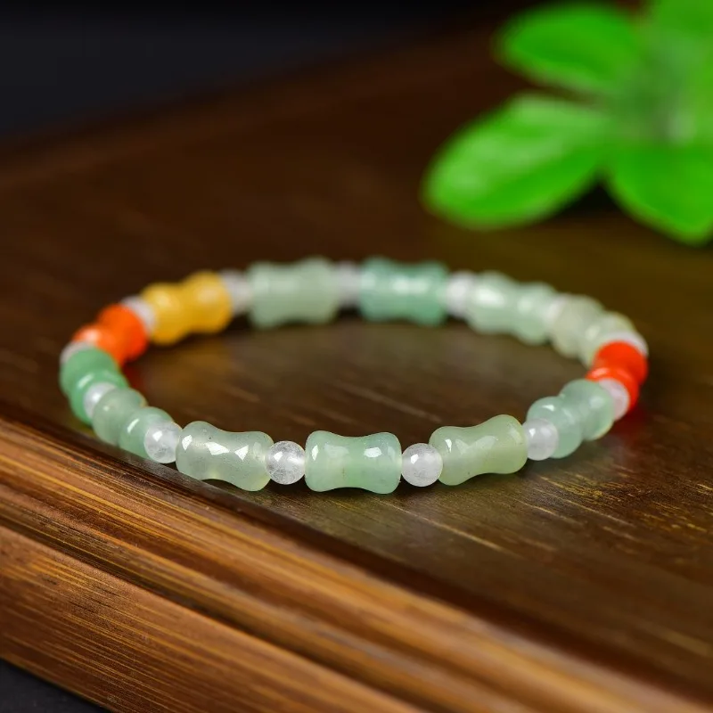 

New Natural Exquisite Dongling Jade "three-colored Bamboo Joint" Bracelet Jewelry