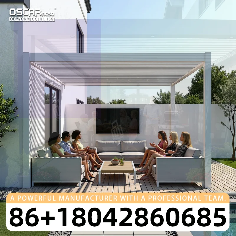 Motorized System Garden Louvre Aluminum Profiles Aluminium Pergolas Outdoor Elegance for China Gardens Outdoor Spaces pergola