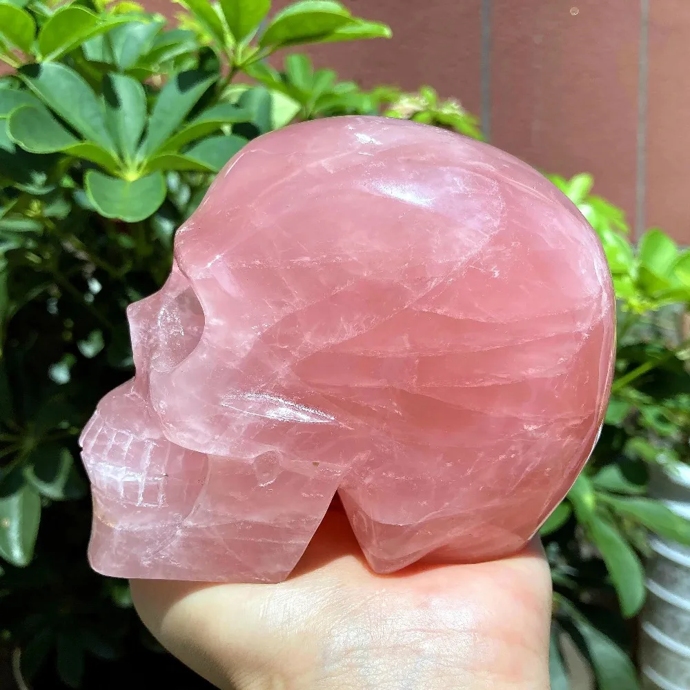 A Beautiful, High-quality Rose Quartz Skull, This Mineral Specimen Is An Excellent Choice for Home Décor.