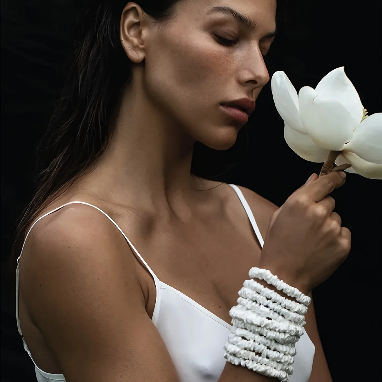 2 قطعة 100% التوت النقي الحرير توك شعر الحرير العلاقات الشعر العصابات الشعر ذيل حصان أصحاب بلون إكسسوارات الشعر الطبيعي #5