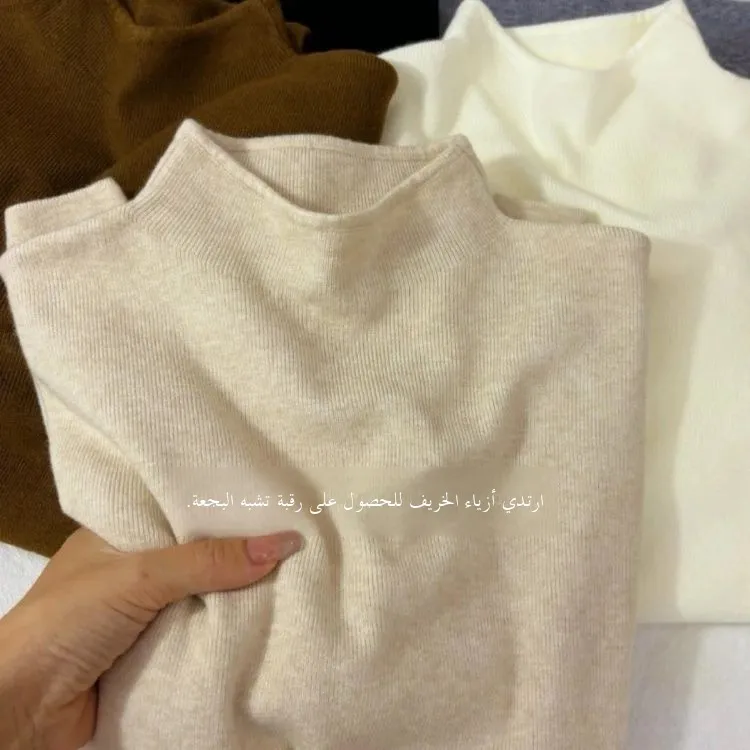 

Soft Knitted Long Sve f High Collar Base irt Autumn Winter Versatile Slimming Overhead Sweater Simple Top for Men