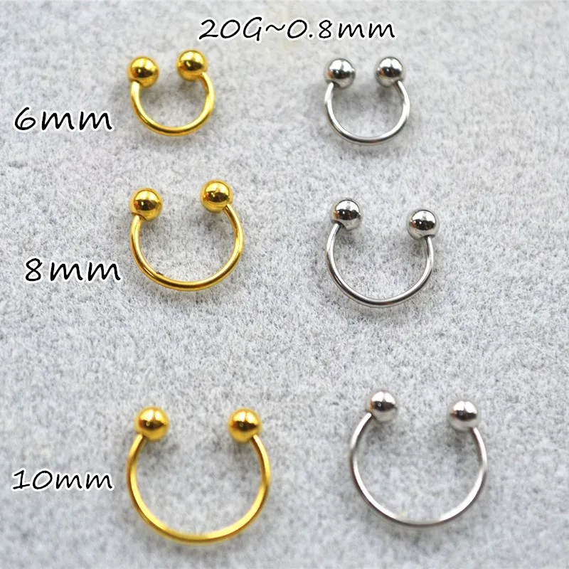 

LOT50pcs Body Jewelry - 20g ~0.8mm Thin Surgical Steel Ear/Nose/ Lip Labret Rings Nose Ear Daith Helix Piercing CBR Horseshoes