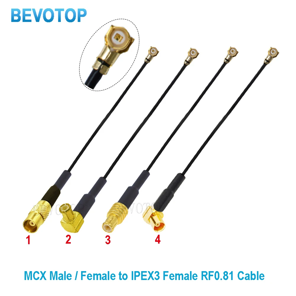 1pcs MCX Male/Female Right Angle Plug to  3 3 Female Jack RF0.81 Cable Adapter Pigtail Antenna Coaxial Extension Cable