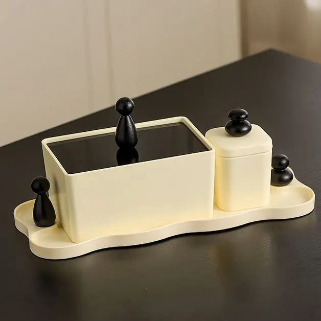 Desktop creative dust-proof storage tray set, living room, bedroom, cosmetics, bathroom, light luxury sundries storage box