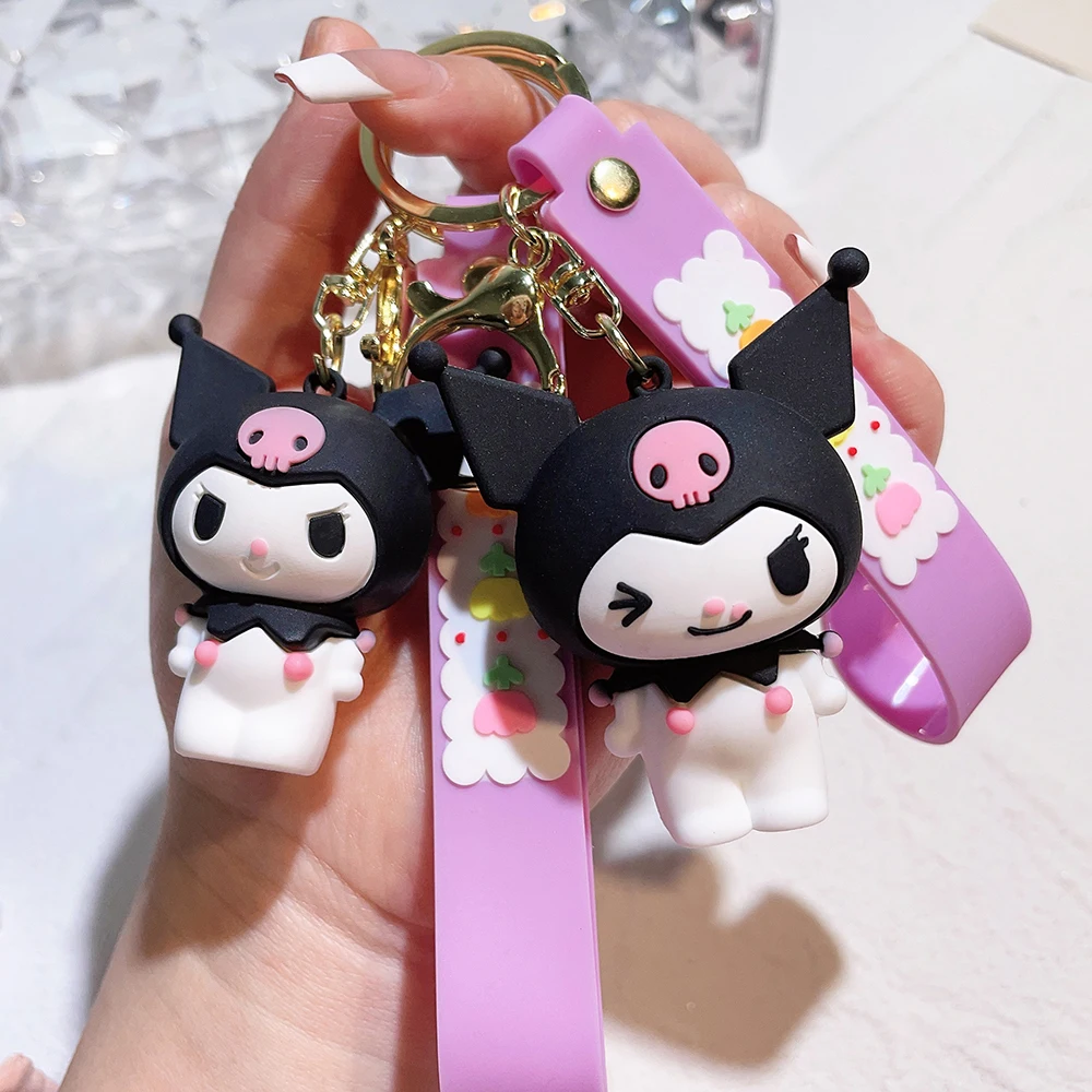 Anime Kawaii Personality Keychain Melody Kuromi Cinnamoroll Purin Toys Cute Backpack Pendant Dolls Model Car Key Ring Gifts