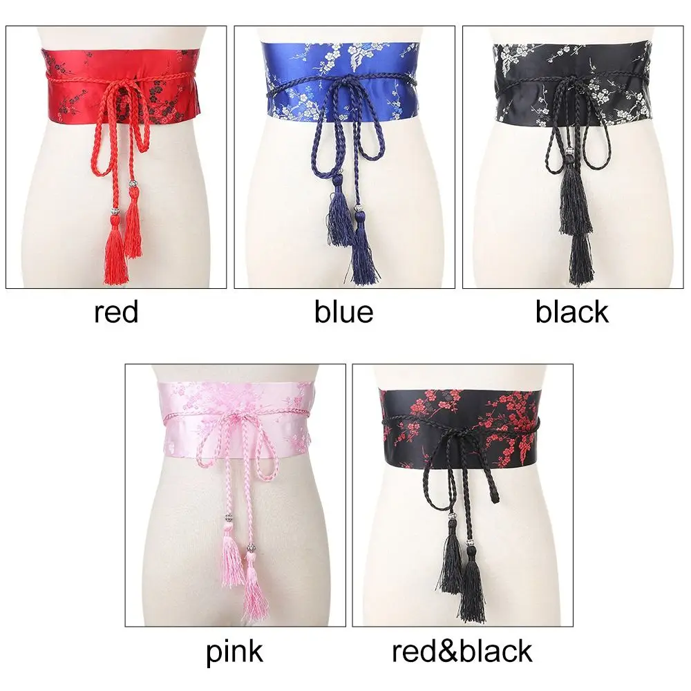 Retro Embroidered Waistband Japanese Kimono Waistband Women\'s Tight Fitting Corset Fashionable Bow Wide Belt