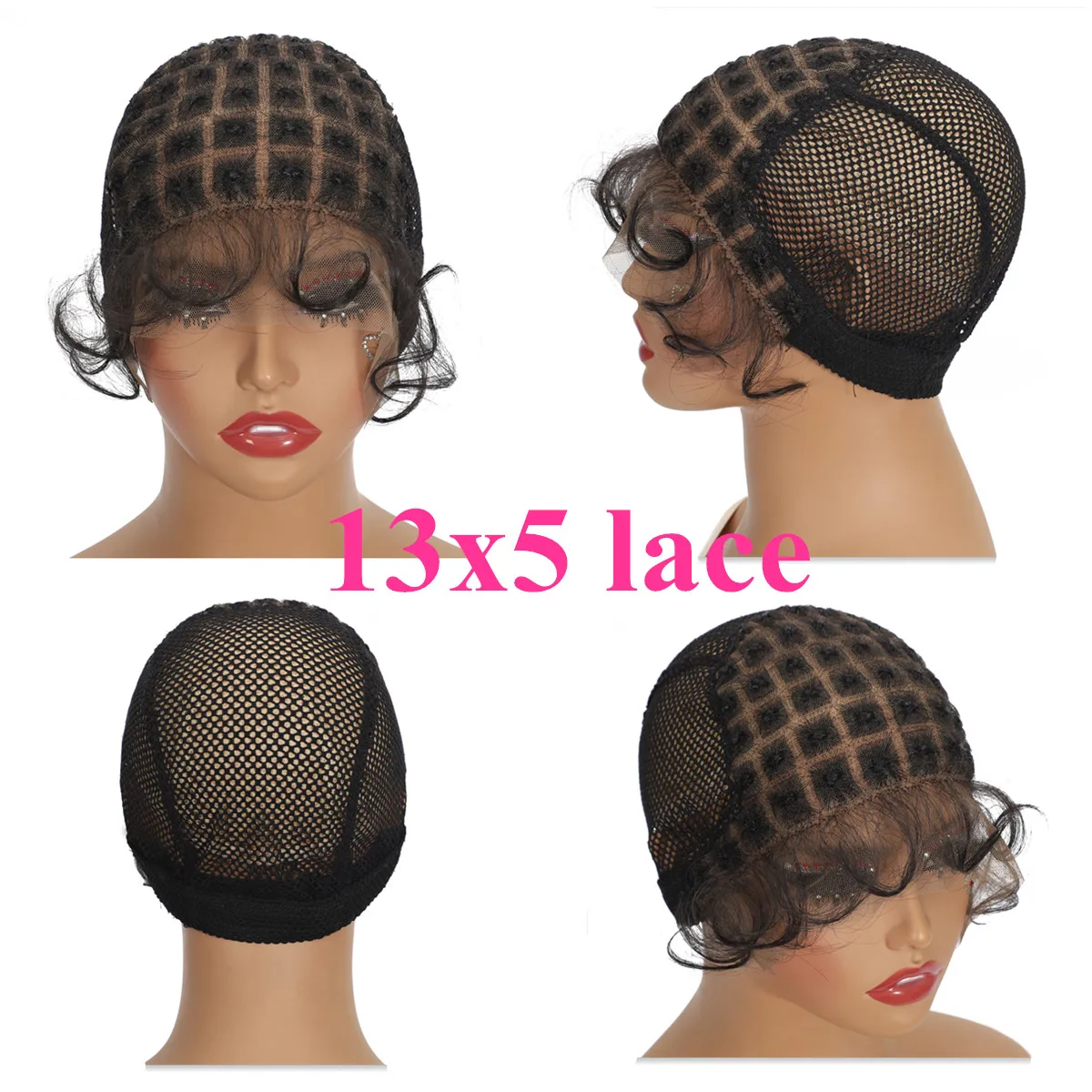 

Шапочка для парика с детскими волосами, без узлов, 13*5, кружевная фронтальная шапочка для парика для изготовления париков, шапочка для плетения волос, регулируемая на спине