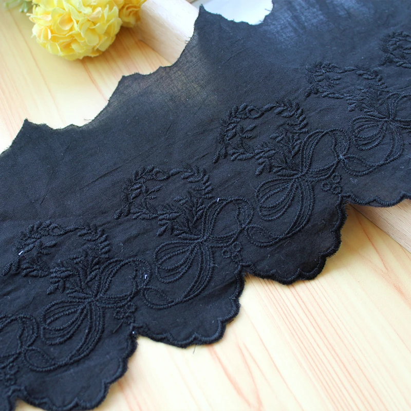 Cotton Embroidered Flower Lace Fabric, Sewing Applique, Ribbon Collar, Wedding Guipure Decor, Dubai, DIY, White Pink Black Blue