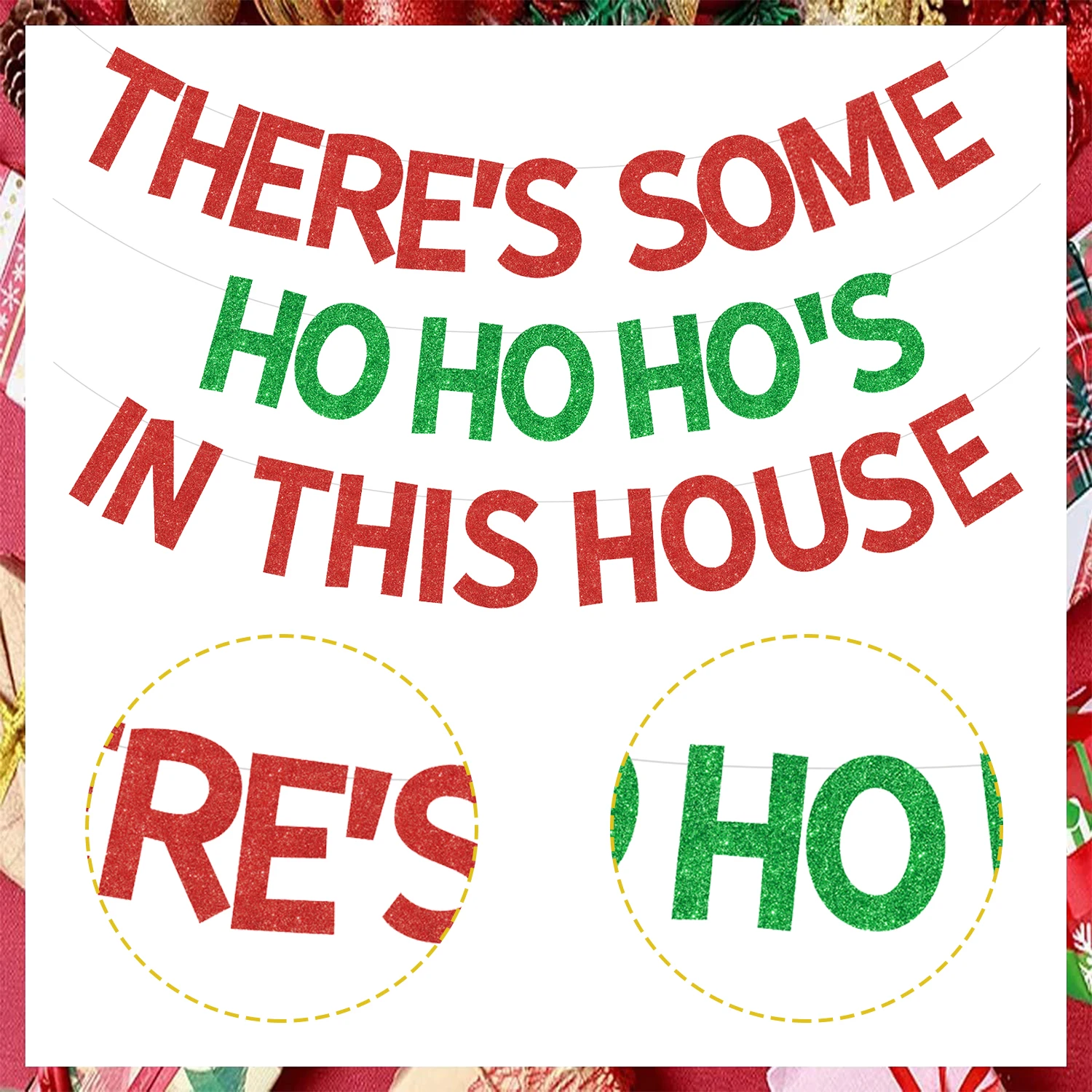 Funny Christmas Decorations, New Year Party Supplies, There's Some Ho Ho Ho's in This House Banner for Xmas, Winter Holiday