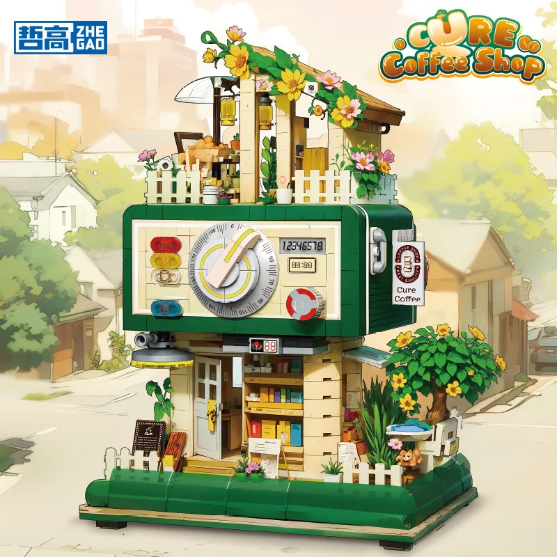 

613018 Mini Street View Healing Coffee Shop MOC Building Blocks Model Children's Assembly Toy Gift
