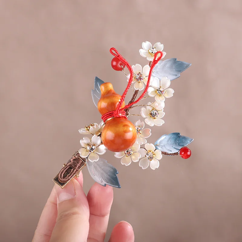 Bracelet Hand String New Chinese Gourd Flower Hairpin Antique Hanfu Side Clip Cheongsam Accessories Daily Joker Hair Headwear