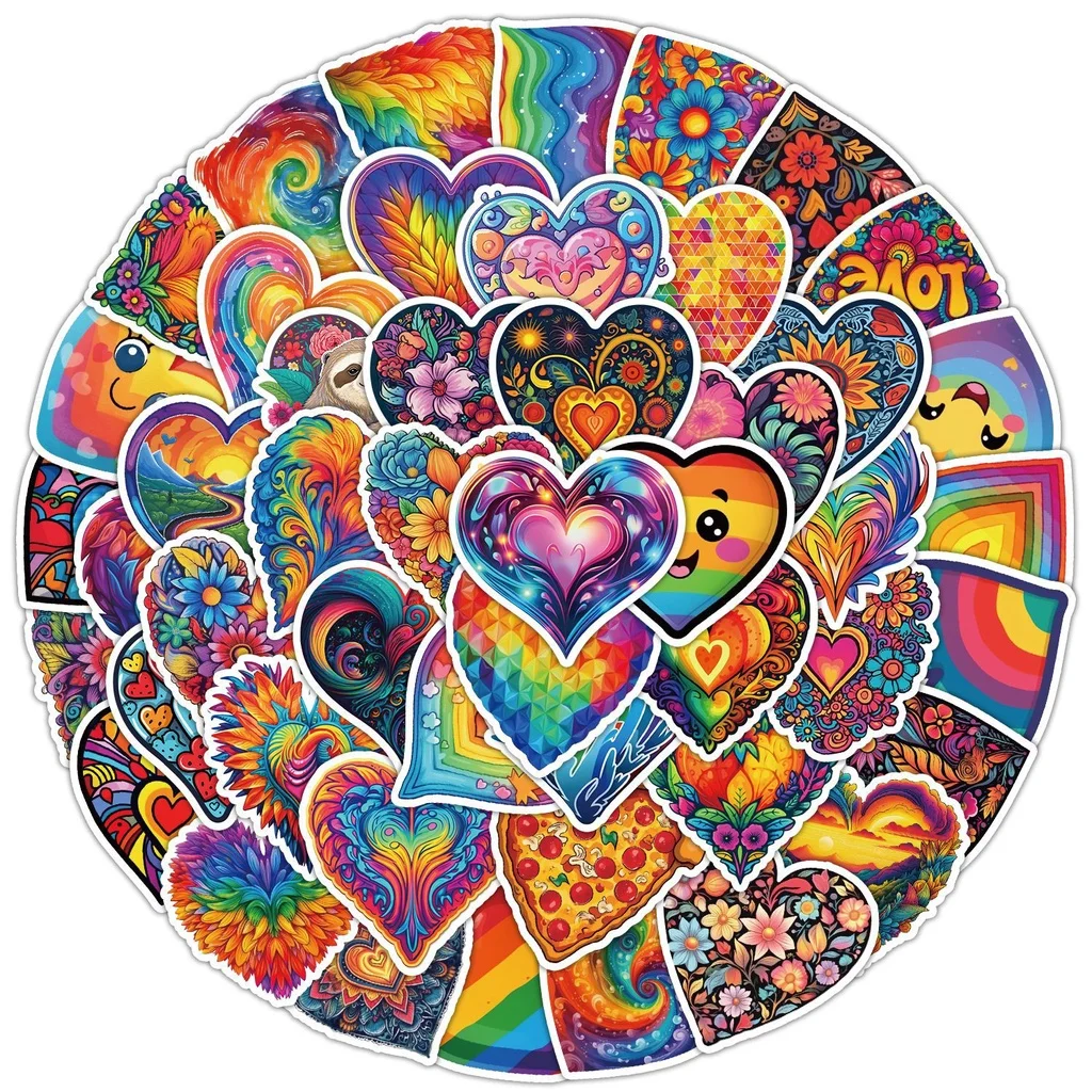 50PCS Bunte Liebe Herz Graffiti Aufkleber Für Helm Fahrrad Hand Konto Bleistift Fall Aufkleber BulingBulingStickers Shop