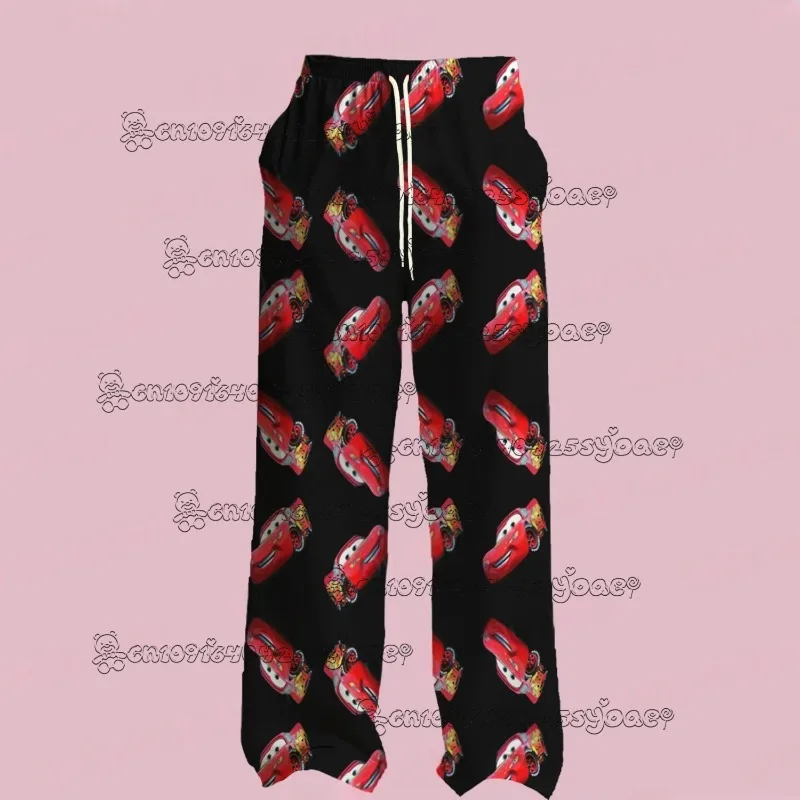 2025 MINISO صيف جديد المرأة الكرتون سالي أنا البرق سيارات ماكوين مطبوعة بيجامة غير رسمية السراويل موضة الأزواج السراويل الطويلة #1