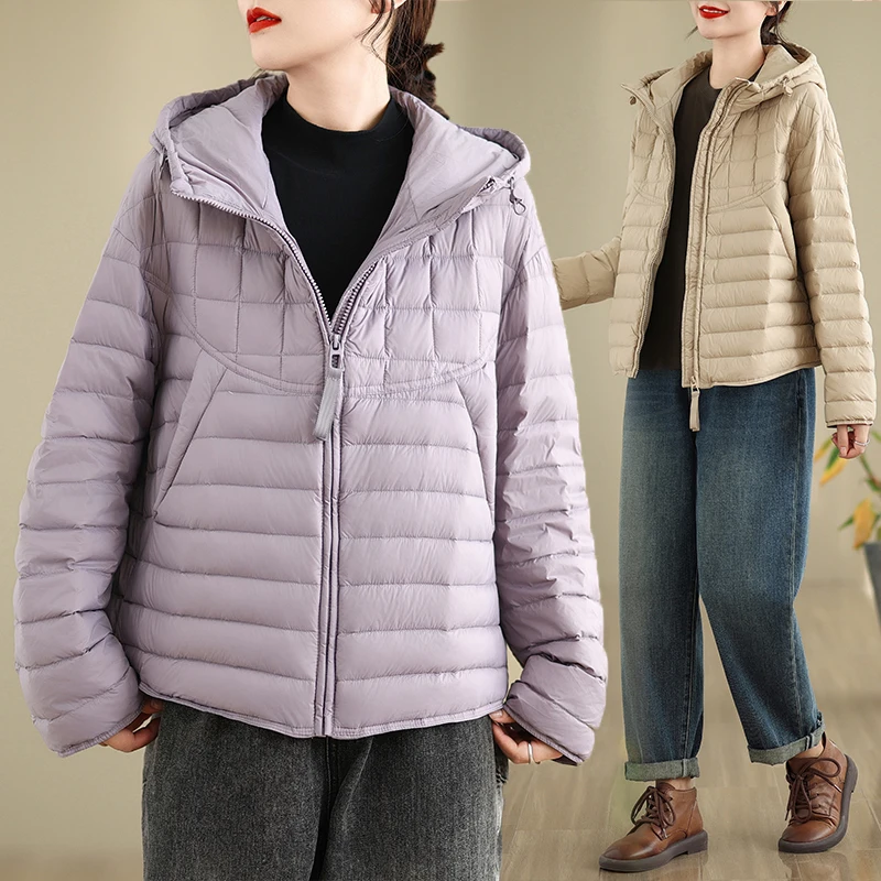 

Lightweight Padded Hooded Cotton Jaet Women's Winter Korean Sle plus Size Loose Fit Warm Cotton Coat Trendy Outerwear