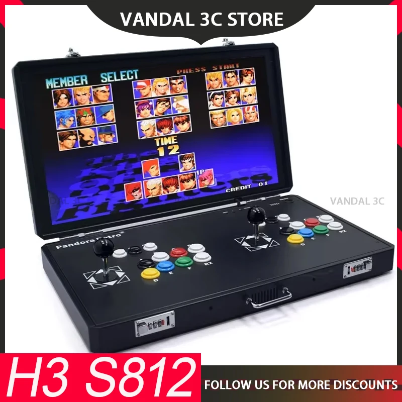 H3 S812 Retro Double Rocker Folding Portable Pandora Arcade Moonlight Box 24 inch Home Game Fighting Machine Double Game Machine