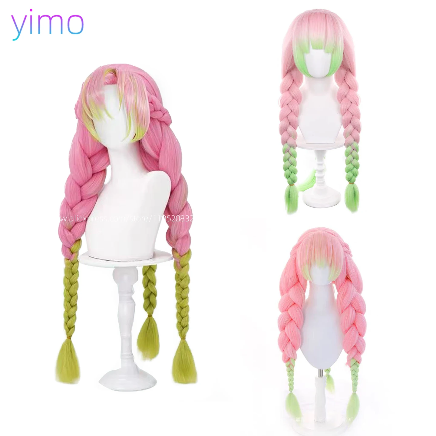 

Парик для косплея Demon Mitsuri Kanroji Slad yer, карнавальный костюм на Хэллоуин