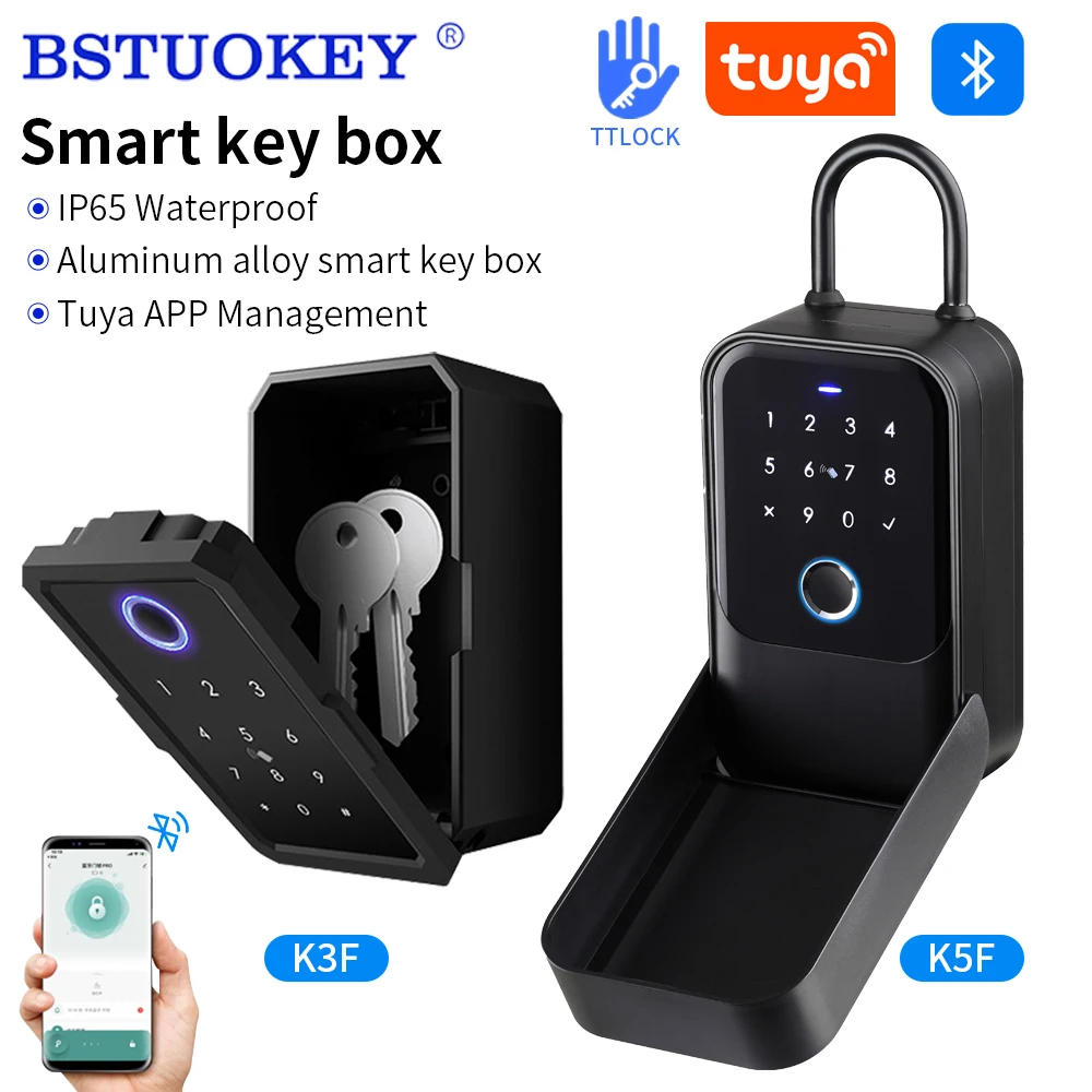 Waterproof Key Safe Box Smart Fingerprint Storage Secret Key Safety Box Tuya or TTlock App Bluetooth to WiFi Hub Unlock Padlock