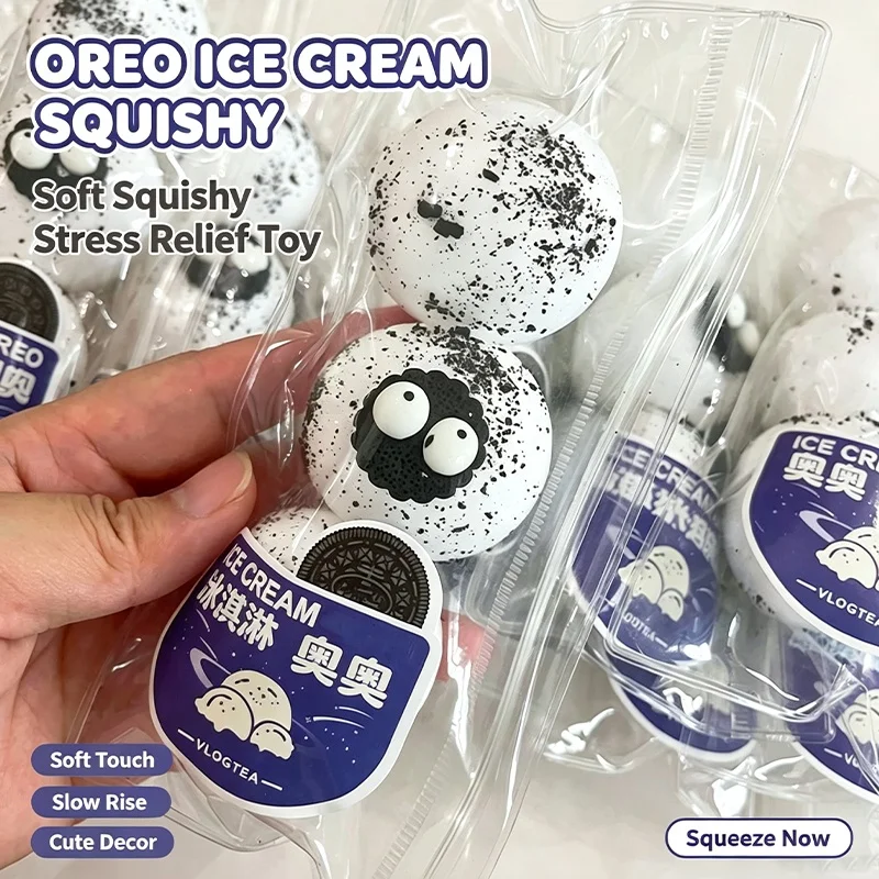 Cute Cookie Fluid Stress Squishy Squeeze Ball Mini 3 Pack Large Size Soft Slow Rebound Sensory Toy For ADHD Pressure Relax Gift