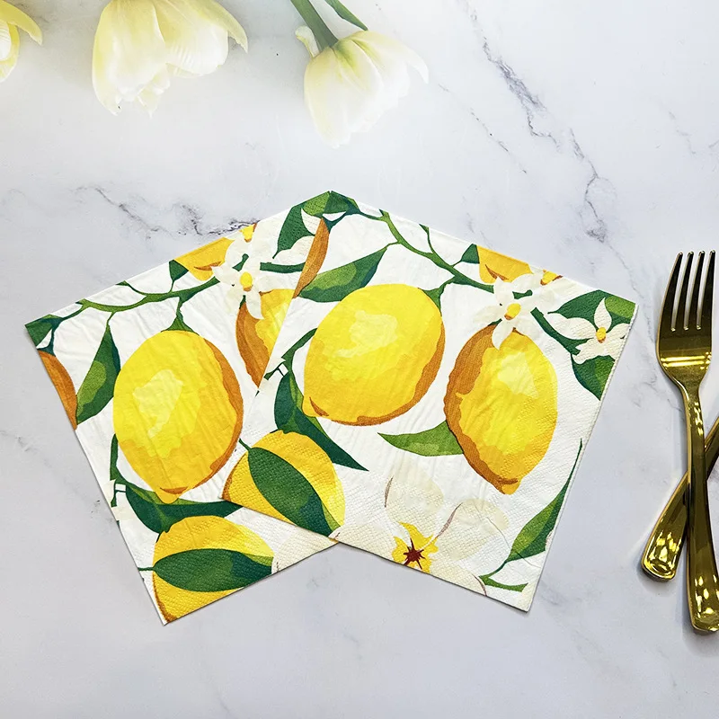 10/20pcs 33cm 2Layer New Lemon Printed Napkins Party Atmosphere Decorative Paper Creative Mural Paper DIY Decoupage Paper