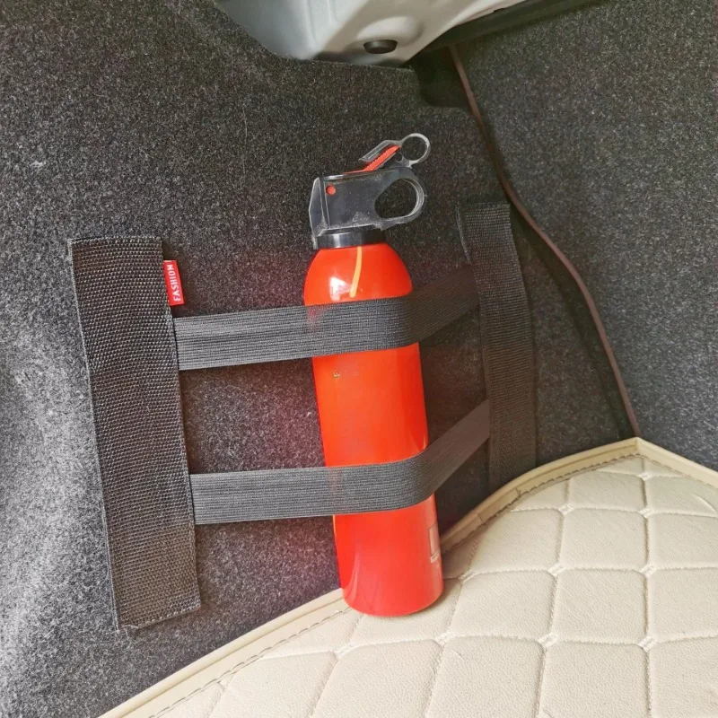 

Car Back Rear Trunk Storage Mesh Fixed Straps Car Interior Organizer Extinguisher Storage Net Seat Back Fixing Bag