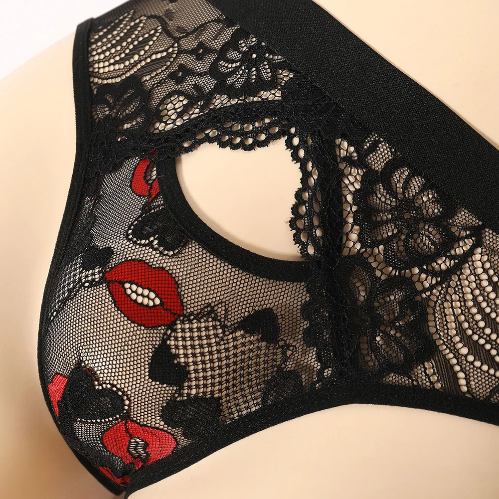 

Men's Jacquard Sexy Lingerie Lace Ball Pouch Underwear Thong Briefs Gay Sissy Bulge Pouch Underpants Erotic Panties Knickers