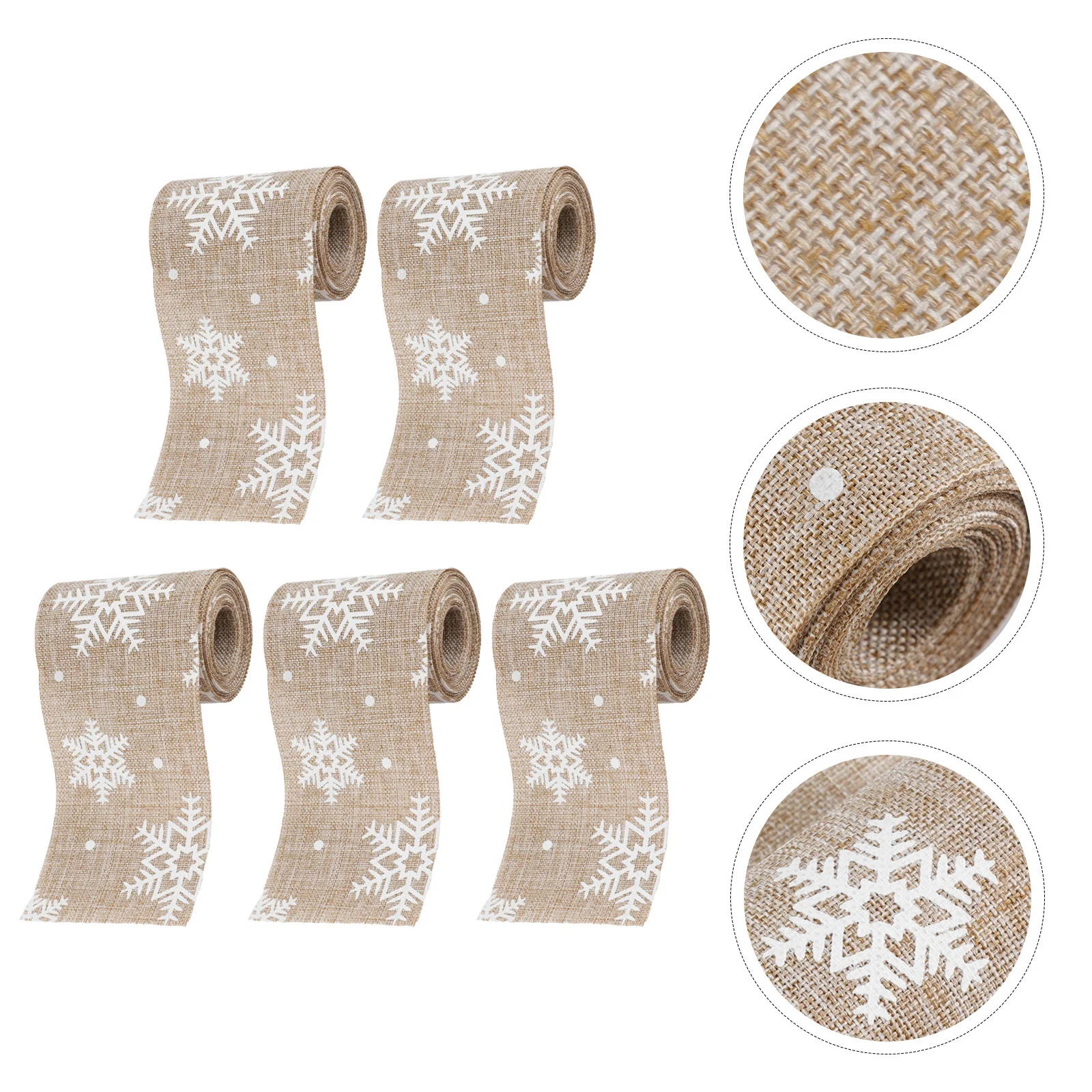 

5Pcs Snowflake Woven Ribbon Stylish Christmas Packing Ribbon for DIY Gift Bags Candy Pouches Decorations Xmas Accessory