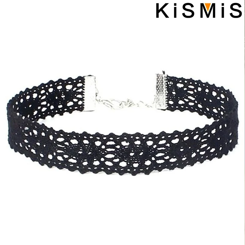 KISMIS 6 Teile/satz Schwarz Spitze Colliers Halskette Set Vintage Gothic Punk Elastische Halskette Frauen Schmuck 1Sets – Detail 9