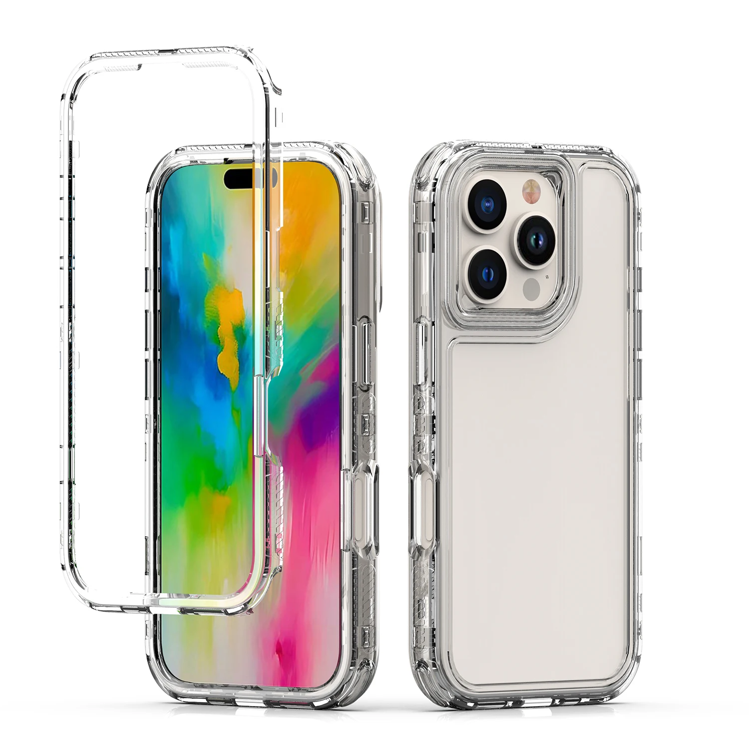 3 In 1 Case For iPhone 16 Pro Max For iPhone15 Pro Max for iPhone16 Plus AntiFall Thick Transparent Edge Protect Phone Covers view 3