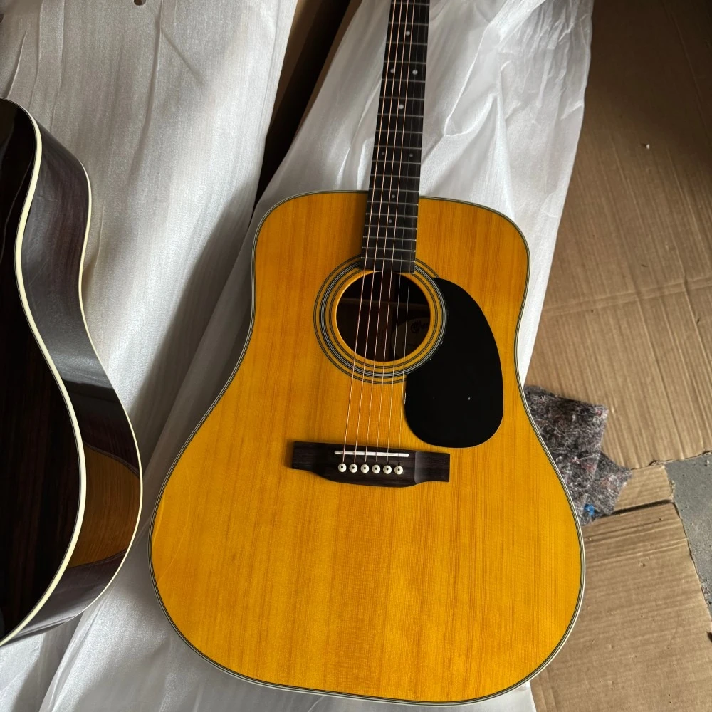 Professional 6 Strings D28 Acoustic Guitar, Rosewood Fingerboard, 41 Inch, Gold Tuner, Spruce Top, Gift for Musicians