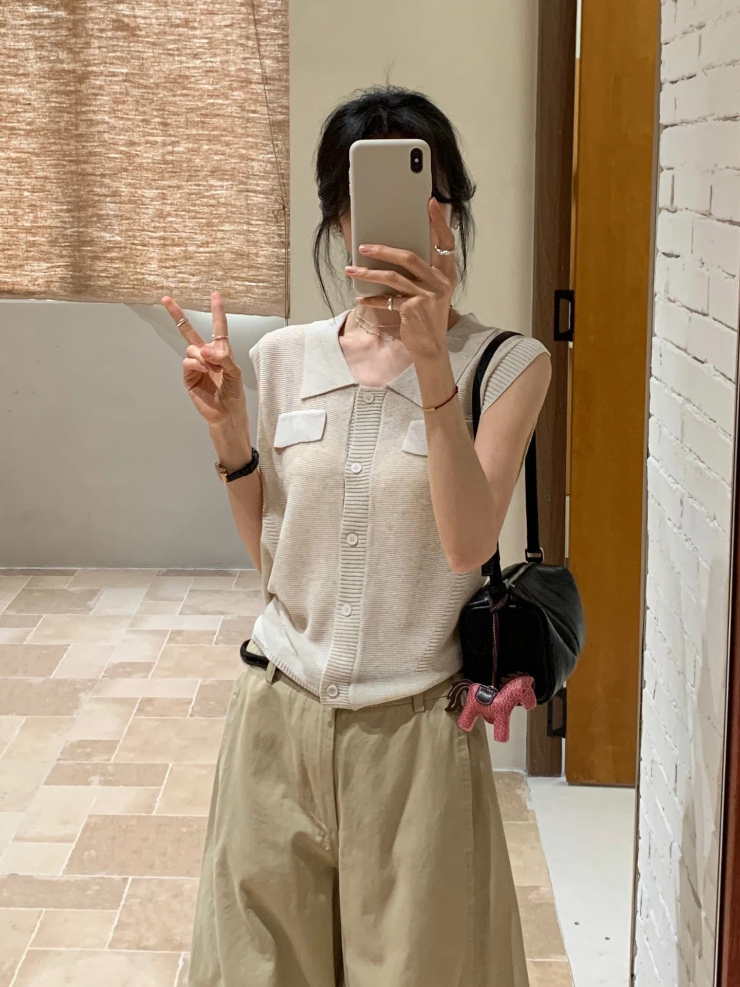 

Korean Style Gray Knitted Open Cardigan Vest Women's Casual Sleeveless Turn-down Collar Spring Summer Fashionable Unique