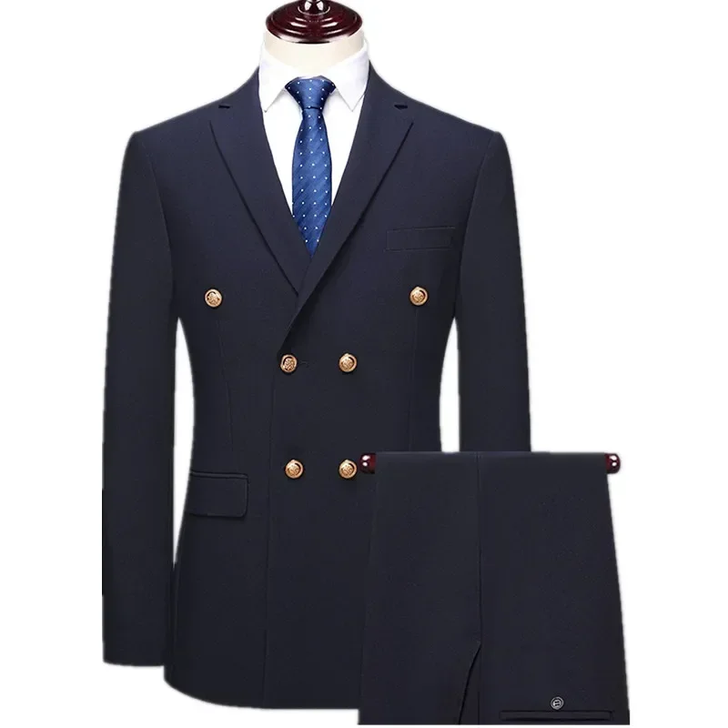 

2 Pieces Smart Casual Men Tuxedos Custom Made Peaked Lapel Double Breasted Blazer Business Streetwear Party Daily Sets