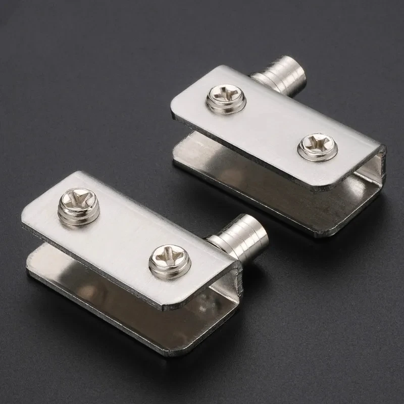 

2Pcs Glass Pivot Hinge Rotation Axis Stainless Steel Wine Cabinet Door Rotating Hinges Clamp Clip Shaft Hidden Hinge