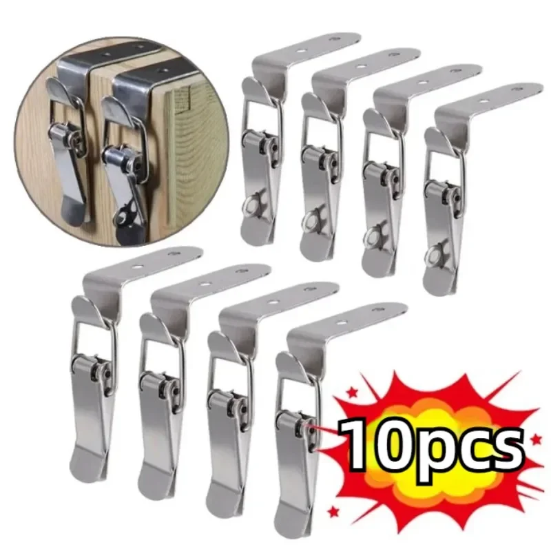 90 Degree Duck-mouth Buckle Hook Lock Silver Metal Door Latches Latch Catch Clamps Wooden Box Loaded Draw Clasp Hardware