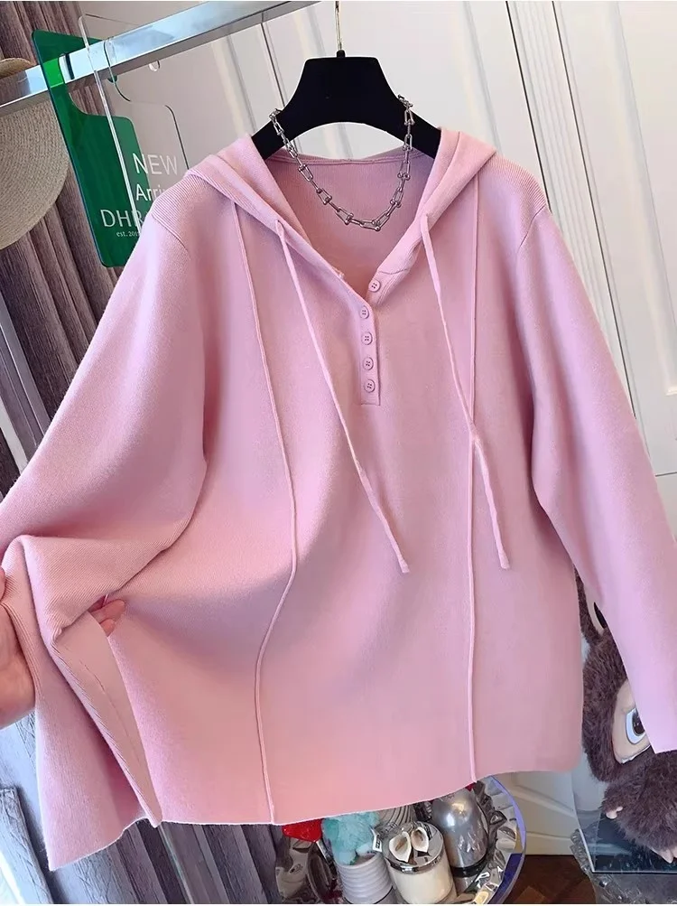 

Korean Style Soft Hoodie Knitted Sweater Women's Loose Casual Base Layer Inner Wear Top for Autumn Winter Comfortable Fit