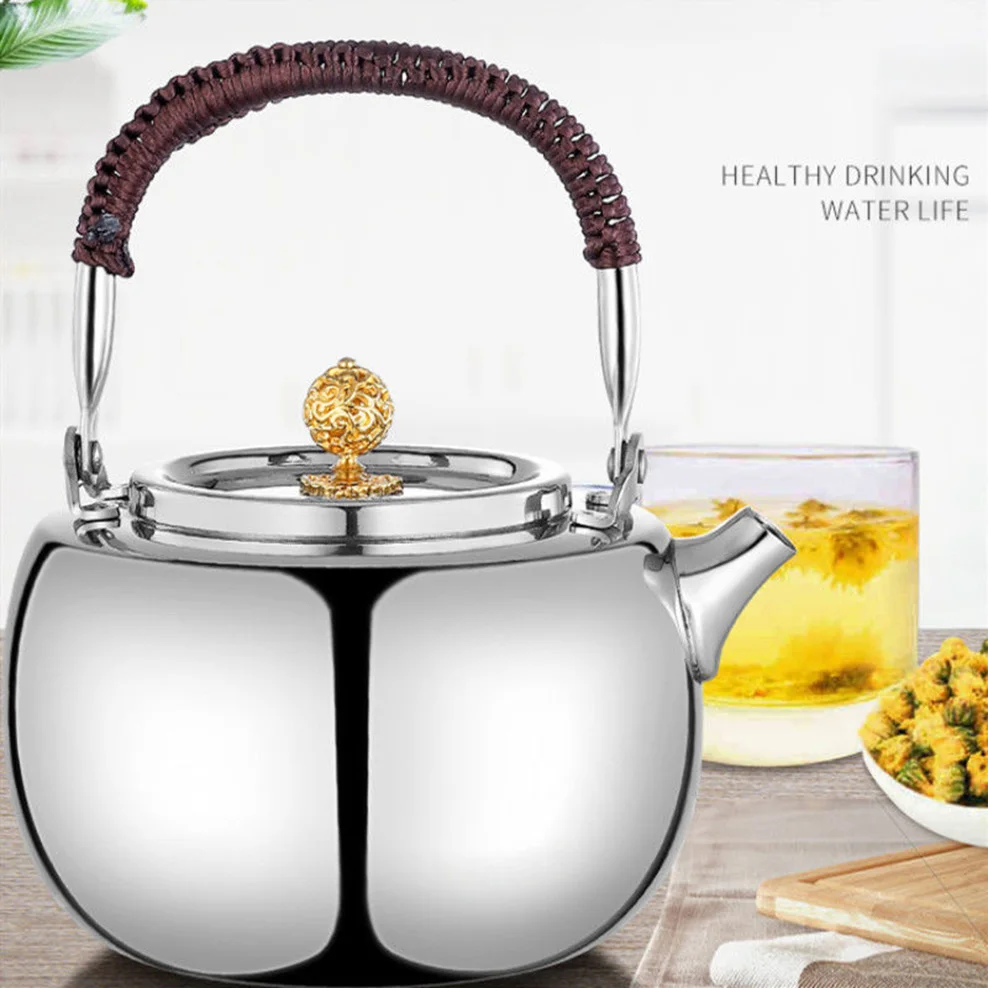 800ML 304 Stainless Steel Boiling Kettle Office Home Tea Maker Kung Fu Tea Set Teapot For Beauty Health Embossed Tea Infuser