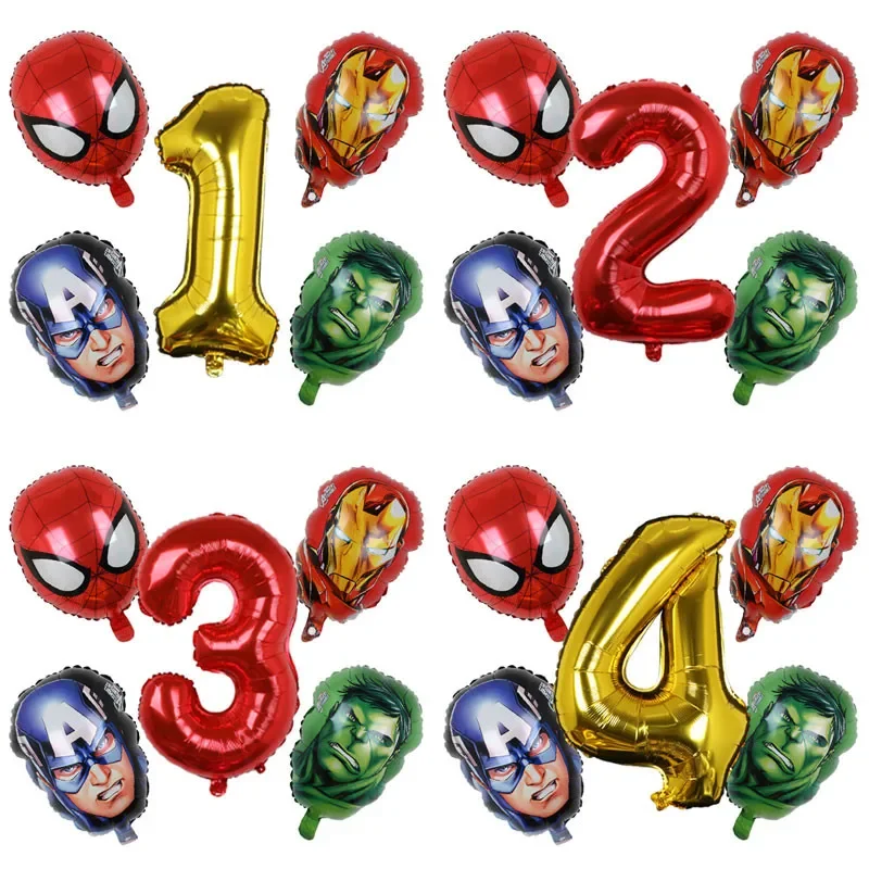 MARVEL Super Hero Balloon Party Decorations Spiderman Iron Man Foil Balloons - 5pcs