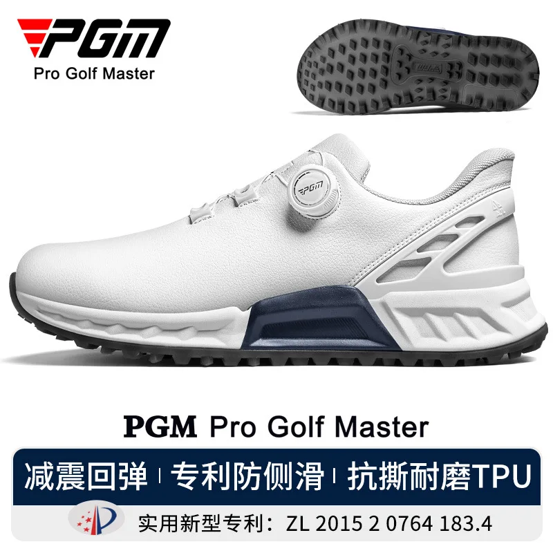 PGM Mens Waterproof Golf Shoes BOA Quick‑Tie Spikeless Non‑Slip Outdoor Golf Training Sport Sneakers