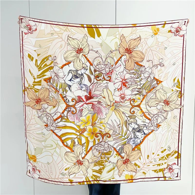 

Luxury Brand Designer Mulberry 100 Silk Twill Scarf Rolled Hem Scarfs Accessories Foulards Vintage Square bandanas 110cm